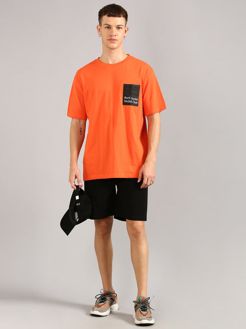 Orange Printed Regular Fit Co-Ords Set